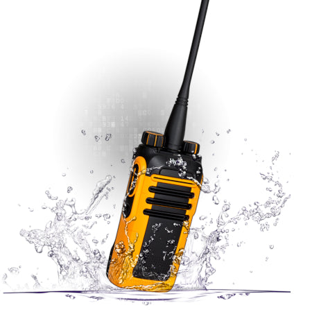BD612i Washable Handheld DMR Radio, UHF: 400-470 MHz splashing in water