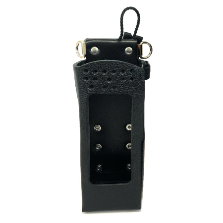 (1) Leather Radio Holster - CHBKRL9ROKR - Open front with swivel belt loop