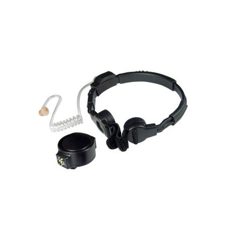 Throat Mic, AAIC5TMMMS - Tactical, Heavy Duty, Includes Puck PTT and Acoustic Tube, Earpiece for iCOM IC-F3261, IC-F4261, IC-F9011, IC-F9021, , IC-4263DT, IC-F52, IC-F62, IC-F3400, IC-F4400, IC-F7010, IC-F7040 and IC-M85 Handheld radios