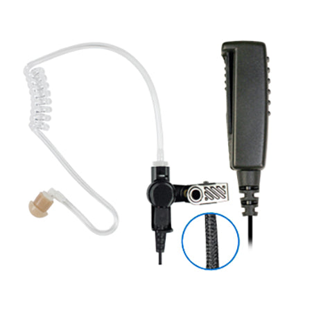 2-Wire Surveillance Mic - Comes with Twist connect Acoustic Tube Earphone, Braided Fiber Cable and PTT for Use with Motorola XPR3300, XPR3500, E-Series, DEP550E, DEP550, DP344E, DEP750E, DP3441, DP3661E, DP2410E Portable Radios