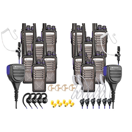Guardian Bundle, BUAP1UA12R1SPR2 - 12-Pack Alpha1 Radios with (6) 1-Wire Surveillance Style Mics, (2) High performance Speaker Mics and (4) 1-Wire G-Hook Surveillance Mics, Includes FREE: (2) Listen Only Earpieces, (4) Open Ear Inserts, and (4) Foam Tips