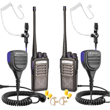 Oversight Bundle, BUAP1UA2SPLO - 2-Pack Alpha1 Radios with 2 High performance Speaker Mics and (2) Listen Only Earpieces, Includes FREE: (2) Flexible Open Ear Inserts and (2) Noise Cancelling Foam Ear Tips