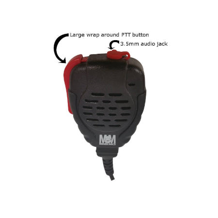 Ruggedized Miner Speaker Mic for Motorola MT, XTS, EF Johnson Portables top view
