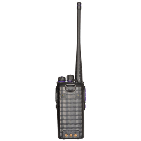 Alpha1, UHF 450-470 MHz, 16 Channel, 5 Watt, Analog Two Way Radio back of the radio