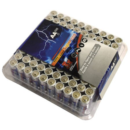100 Pack of AA Alkaline Disposable Batteries