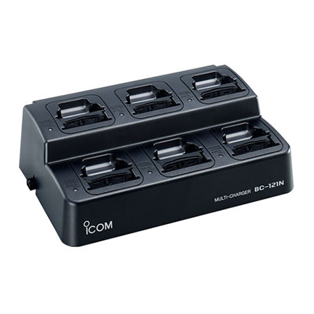 6-Bay Desktop Charger, BC121NS - Rapid Rate, Includes BC157S AC wall plug for ICOM IC-F70, IC-F80, IC-F70DS, IC-70DT, IC-F70S, IC-F70T, IC-F80DS, IC-F80DT, ICF80S, IC-F80T, IC-F9011, IC-F9021 Handheld Radios