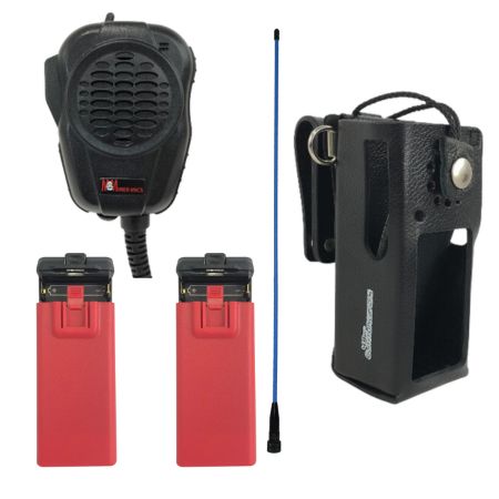 BigBoost ANKNGWPBB18V 18" Whip Antenna BadAss Red AA Battery Clamshells (2) 49er Communications AAKNGSPMMP3E Aqua Miner Mic 49er Communications CAKNG9ROK Leather Holster