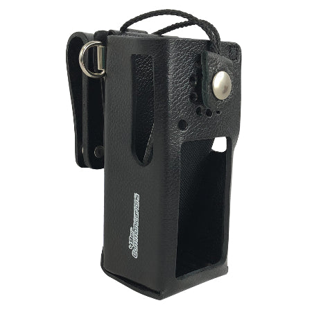 Open Front Leather Holster with Swivel Belt Loop for KNG side view