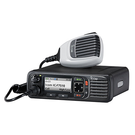 iCOM IC-F7510 Dash Mount Land mobile radio - P25 Conventional, VHF 136-174MHz, 1024 channels,  color display, GPS & Bluetooth Built in. Includes DC Power Cable and HM220 Microphone 